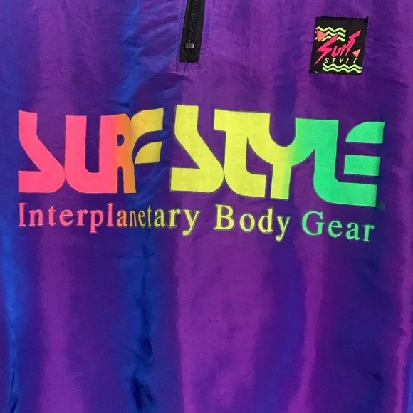80’s SURF STYLE!  Interplanetary Body Gear. Pullover windbreaker 1/4 zip jacket. - Picture 2 of 15